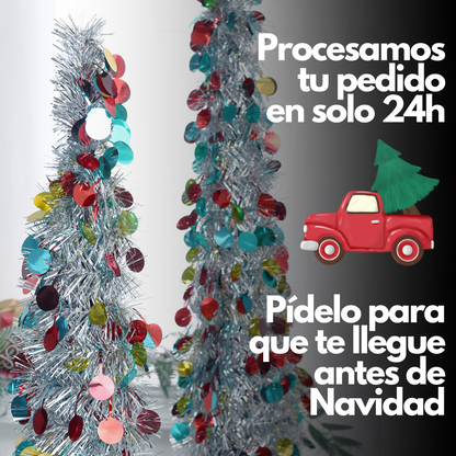 🎄 Árbol de Navidad Mágico Plegable + 25 Adornos + 3m. de Luces GRATIS 🎁