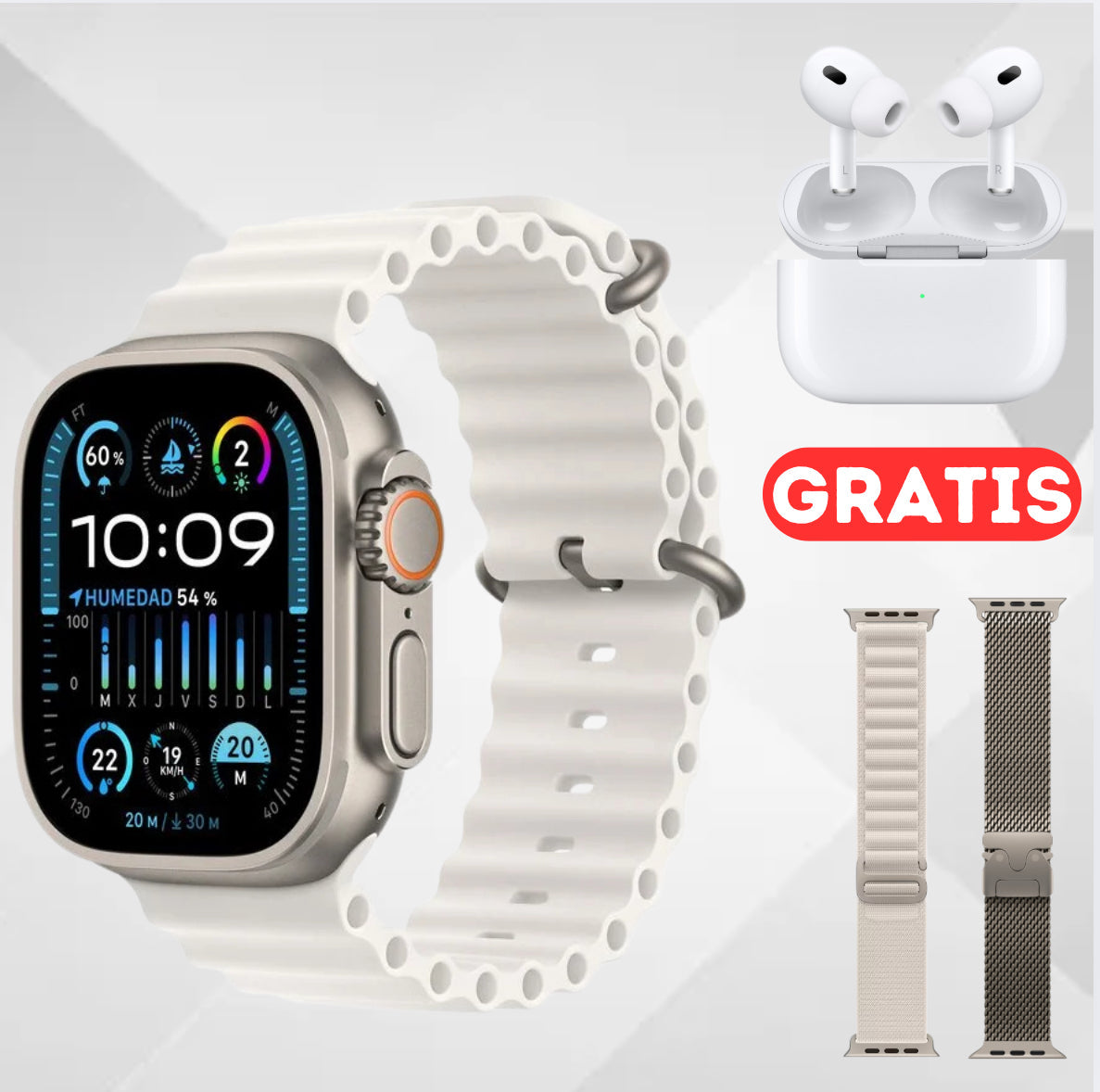 Smartwatch Ultra 9 + AURICULARES GRATIS + 2 CORREAS EXTRA